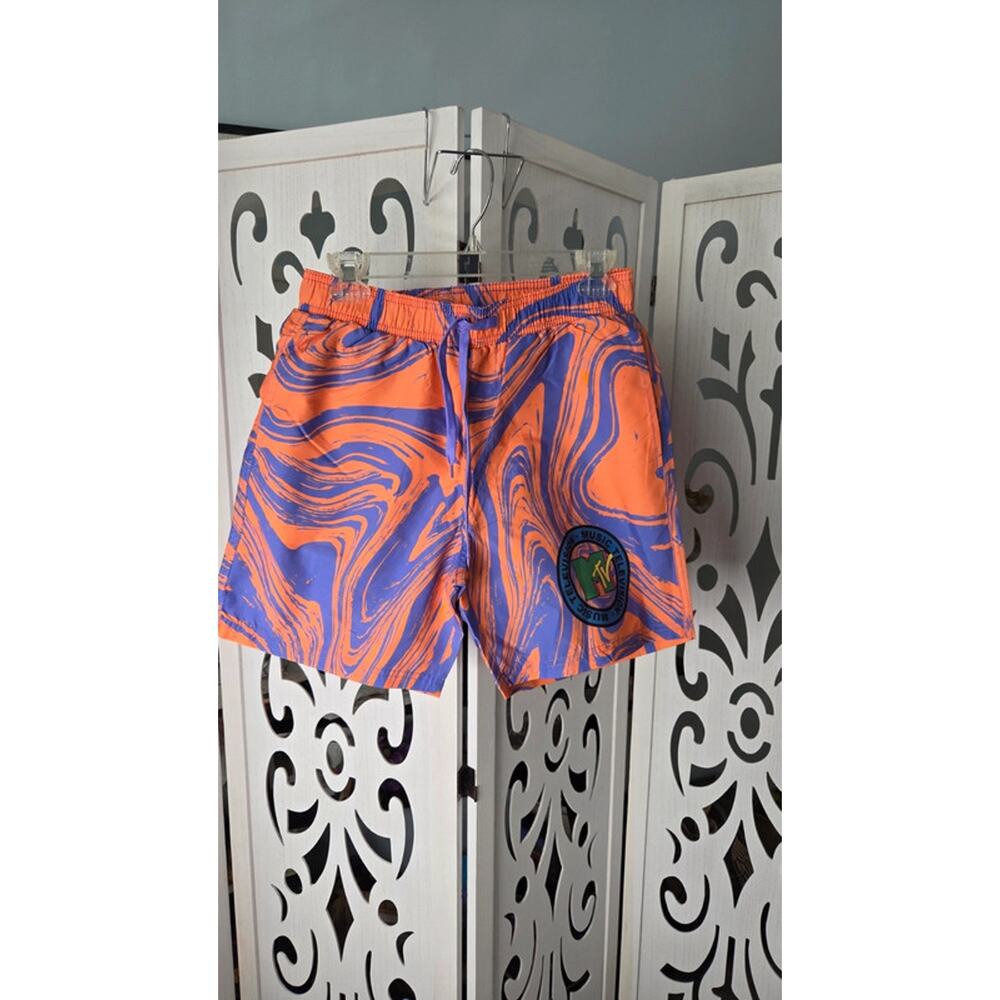 MTV Swim Trunks Mens Medium Orange Purple Board Shorts NWT UPF50 Beach